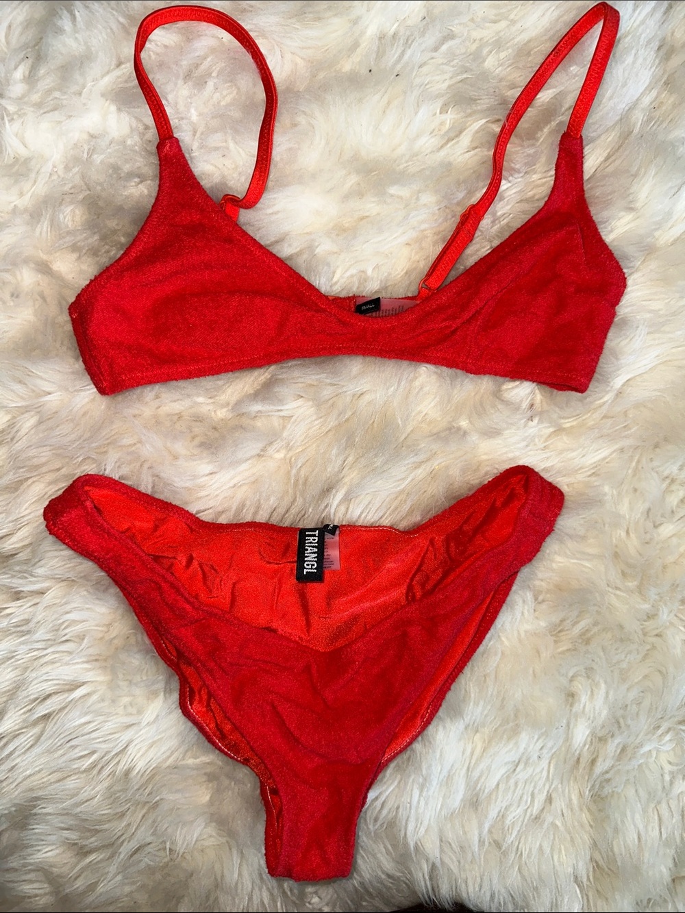 triangl swimwear terry cloth Red Bikini Set - Bralette Top & Cheeky Bottom